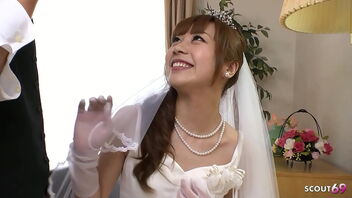 A small jugged Japanese woman has a rough hookup practice with her paramour before her wedding.