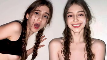 A girl with puny boobs and pigtails gets pounded in her own room.